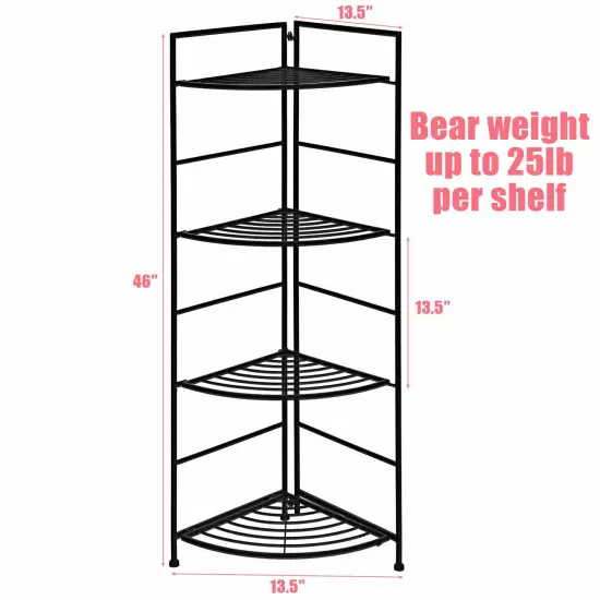 4-Tier Foldable Plant Shelf Sturdy Steel Frame with Hollow-Out Design for Drainage {5}