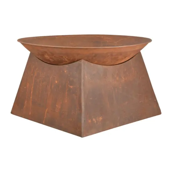 Esschert Design 22" Brown Solid Rustic Finish Outdoor Patio Garden Fire Bowl with Stand {3}