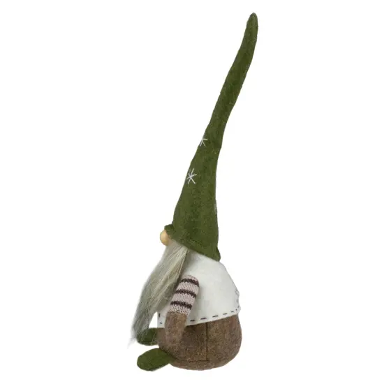 Northlight Sitting Gnome with Pointy Snowflake Hat Christmas Figure - 12" - Green and Brown {4}