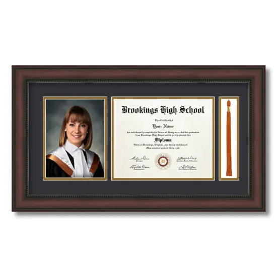 ArtToFrames 8x10 inch Diploma Frame with 6x8 Inch Image Opening and Tassel Opening - Framed with Black and Gold Mats, Comes with Regular Acrylic and Sawtooth Hanger for Wall Hanging (DIT-8x10) {1}