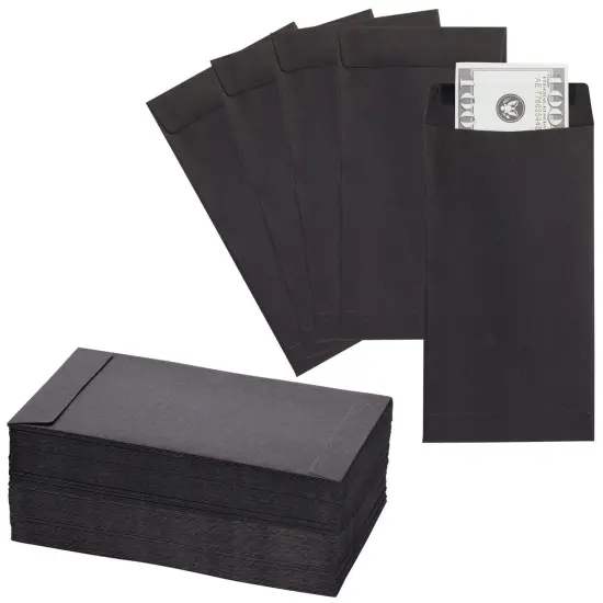 100 Pack Black Money Envelopes for Cash Budgeting {5}
