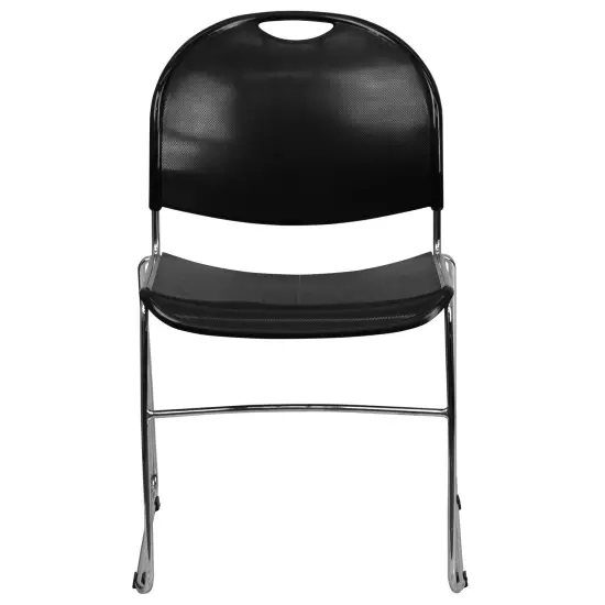 Emma and Oliver Ultra-Compact School Stack Chair - Office Guest Chair/Student Chair BlackPlastic/Chrome {2}
