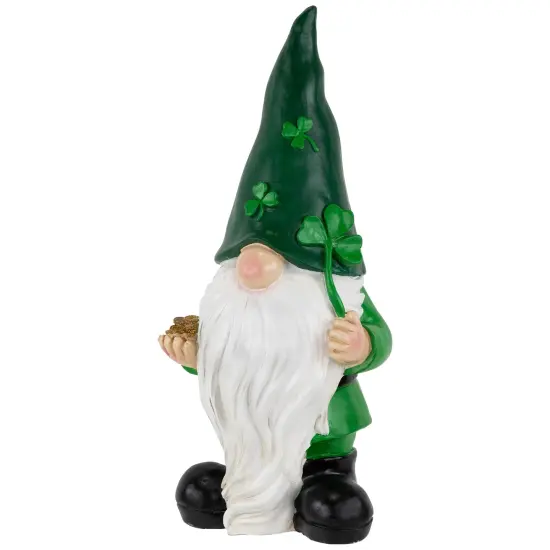 Northlight St. Patrick's Day Shamrock Gnome Outdoor Garden Statue - 16.25" Green {4}