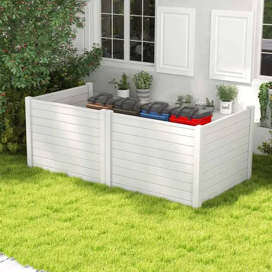 Costway 48"L x 37.5"H Air Conditioner Fence with 3 Ground Stakes Black/White {5}