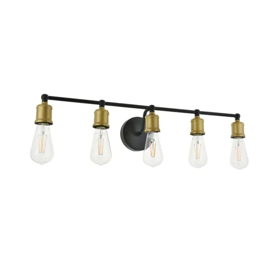 Serif 5 light brass and black Wall Sconce {5}