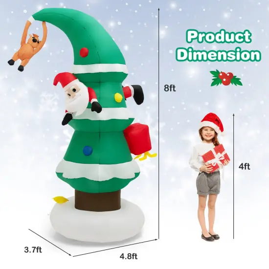 8 Feet Inflatable Christmas Tree with Santa Claus {4}