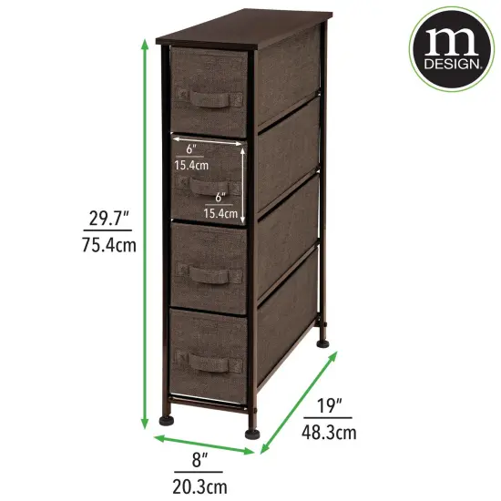 mDesign Narrow Dresser Storage Tower Stand with 4 Fabric Drawers, {3}