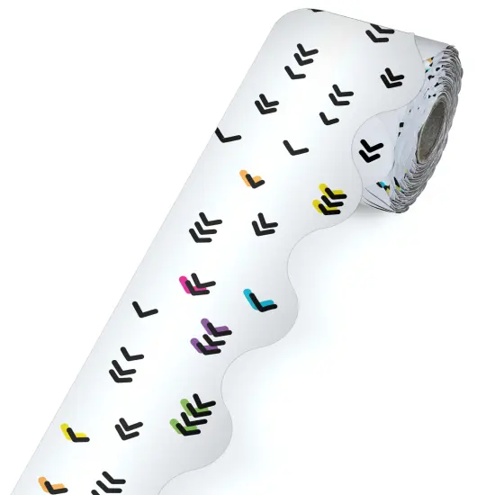 Carson Dellosa Kind Vibes 65Ft of Doodle Rainbow Bulletin Board Borders, 1 Roll of Boho Scalloped Trim for Rolling Whiteboard, Posterboard, Party Decorations, and Classroom D&eacute;cor {1}