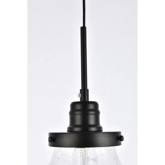 Lyle 1 light Black and Clear seeded glass plug in pendant {5}