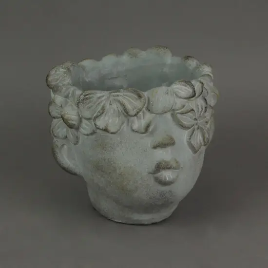 Pucker Up Concrete Head Kissing Face Mini Decor Succulent Planter 7 Inch Tall {5}