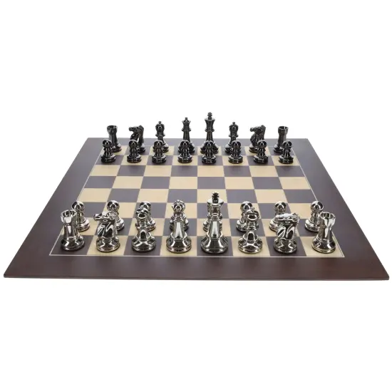 Bobby Fischer Metal Ultimate Chess Set, Wood Board 21.75 in., 3.6 in. King {1}