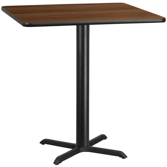 Emma and Oliver 42" Square Laminate Table Top with 33"x33" Bar Height Table Base Walnut {1}