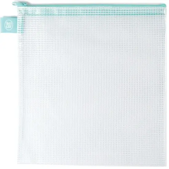 Avery Elle Zippered Vinyl Mesh Pouch-Aqua-Large {2}