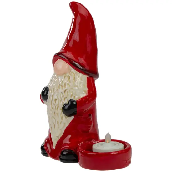Northlight Gnome Tea Light Christmas Candle Holder - 7" - Red and Black {4}