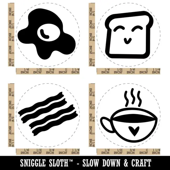 Breakfast Eggs Bacon Toast Coffee Rubber Stamp Set for Stamping Crafting Planners {1}