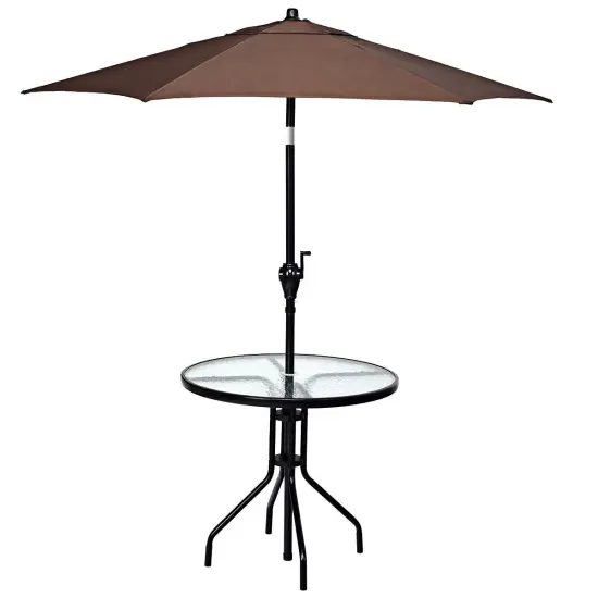 Costway 32''Outdoor Patio Round Table Tempered Glass Top {6}