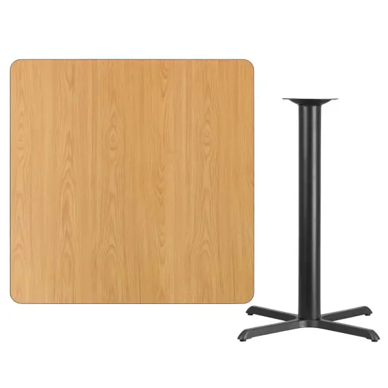 Emma and Oliver 42" Square Laminate Table Top with 33"x33" Bar Height Table Base Natural {3}