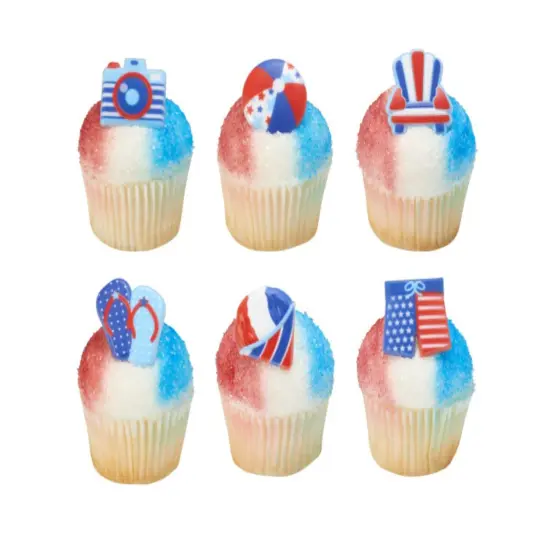 Summer Fun beach themed Cupcake Cake Decorating Rings 12 set {2}