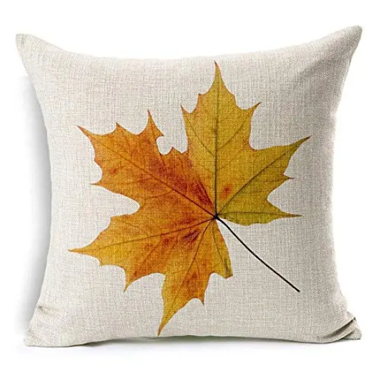 LEIOH Fall Decor Cotton Linen Leaves,Maple Leaf Autumn Decorations Cushion Covers 18 x 18 Inch Sofa Home Decor Throw Pillow Case for Bed Pillow Covers Set of 4 {4}