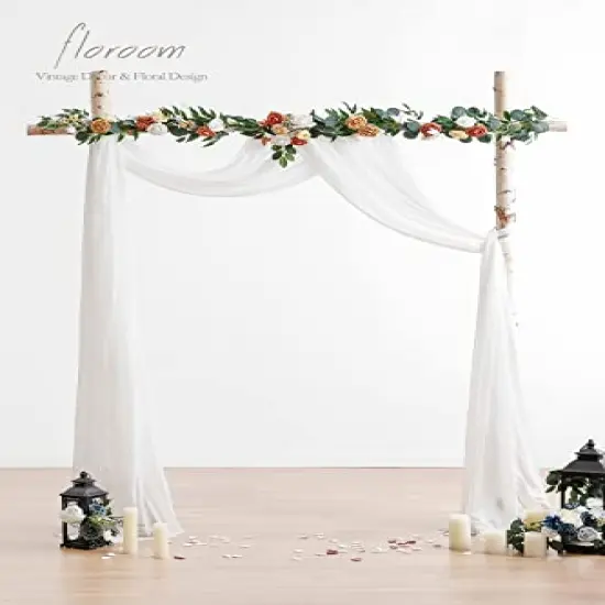 Wedding Arch Draping Fabric 2 Panels 20Ft White Chiffon Fabric Drapes Arbor Drapery Wedding Ceremony Reception Swag Decorations {4}