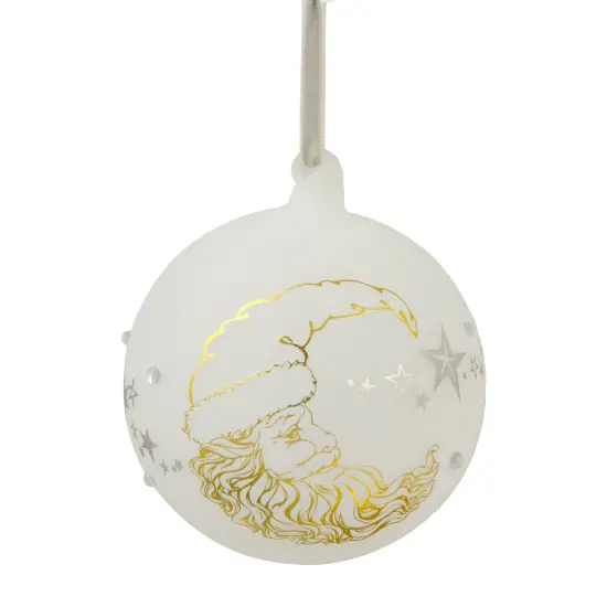 Northlight Moon Santa 'Dreams Come True' Frosted Glass Christmas Ornament - 4.5" - White {3}