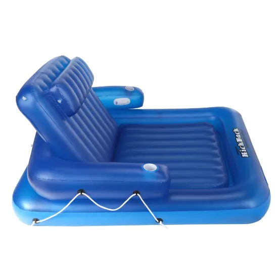 Swim Central 74" Inflatable Blue Kickback Adjustable Swimming Pool Lounger Float {1}