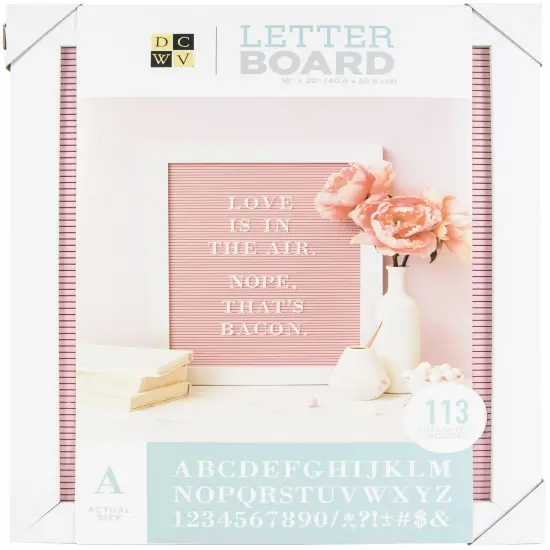DCWV Framed Letterboard 16"x20" With Letters 113/Pkg-Pink/White {1}