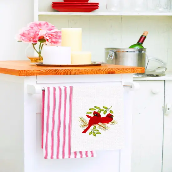 Song Bird Cardinals Waffle Weave Cotton Kitchen Towel {3}