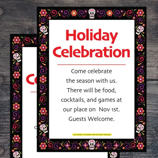 Great Papers! Skulls and Flowers Letterhead, for Invitations, Announcements and Personal Messages, Printer Friendly 8.5" x 11", 50 Pack (2023038) {3}