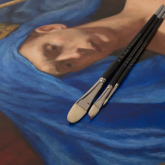 Creative Mark Pro Stroke Premium White Chungking Hog Bristle Artist Paint Brush - Round- Natural Bristle Brush w/ Great Control Suitable for Oils, Watercolors, Acrylics, Alkyds, Caseins {4}