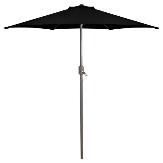 Northlight 7.5ft Outdoor Patio Market Umbrella with Hand Crank, Black {1}