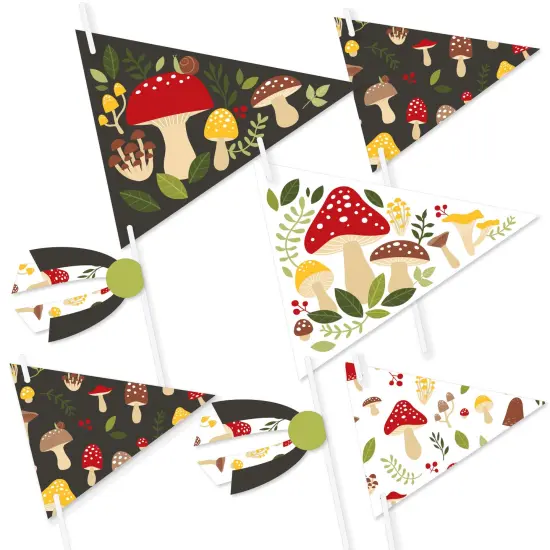 Big Dot of Happiness Wild Mushrooms - Triangle Red Toadstool Decor and Party Photo Props - Pennant Flag Centerpieces - Set of 20 {1}