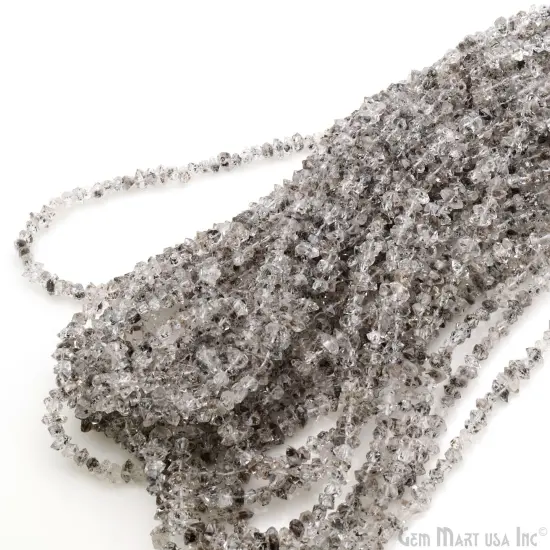 Herkimer Diamond Chip Beads, 16 Inch, Natural Chip Strands, Drilled Strung Nugget Beads, 3-7mm, Polished, GemMartUSA (CHDH-70001) {2}