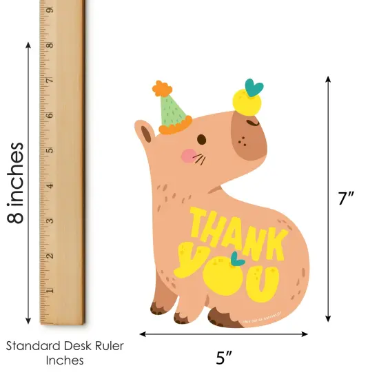 Big Dot of Happiness Capy Birthday - Shaped Thank You Cards - Capybara Party Thank You Note Cards with Envelopes - Set of 12 {7}