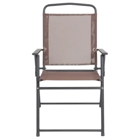 Emma and Oliver 6 Piece Patio Garden Set with Table, Umbrella and 4 Folding Chairs Red {7}