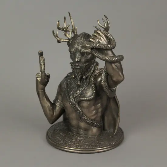 Bronze Finish Celtic Horned God Cernunnos Bust Statue 8.5 Inches High {3}