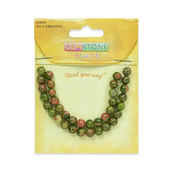 6 Packs of Unakite Beads Pack of 36 {1}