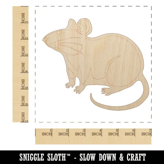 Curious Rat Rodent Unfinished Wood Shape Piece Cutout for DIY Craft Projects {1}