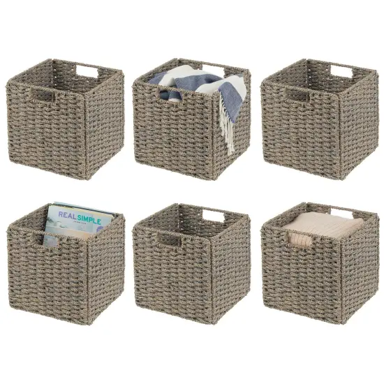 mDesign Woven Seagrass Home Storage Basket for Cube Furniture {1}