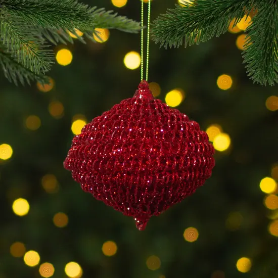 Northlight 4" Red Glitter Spiral Coiled Wire Onion Finial Christmas Ornament {3}