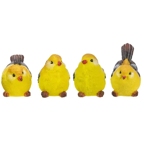 Tii Collections Set of 4 Medium Goldfinch Bird Figurines 4" Yellow {1}
