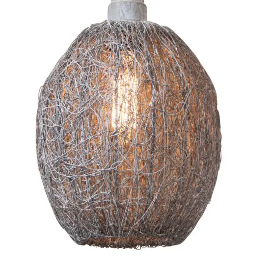 Nesting Wire Hanging Light Pendant in Weathered Zinc {4}