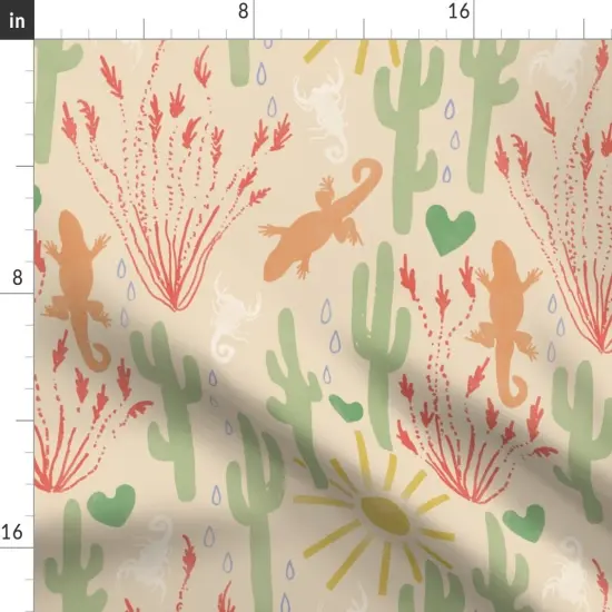 Various Fabrics by the Yard or Fat Quarter Neutral Southwest Muted Sun Cactus Cacti Lizard Scorpion Deserts Saguaro Custom Printed Fabric by Spoonflower {2}