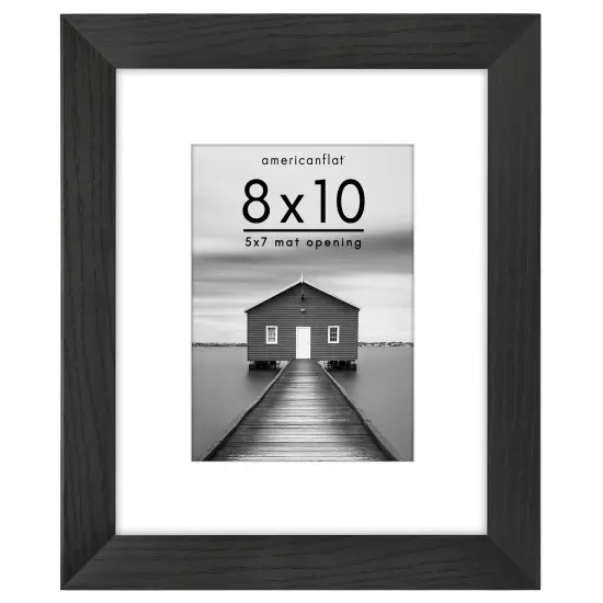 Americanflat Picture Frame with Wide Molding with Mat - Modern Wide Picture Frame - Plexiglass Cover - Hanging Hardware - Includes Easel {7}