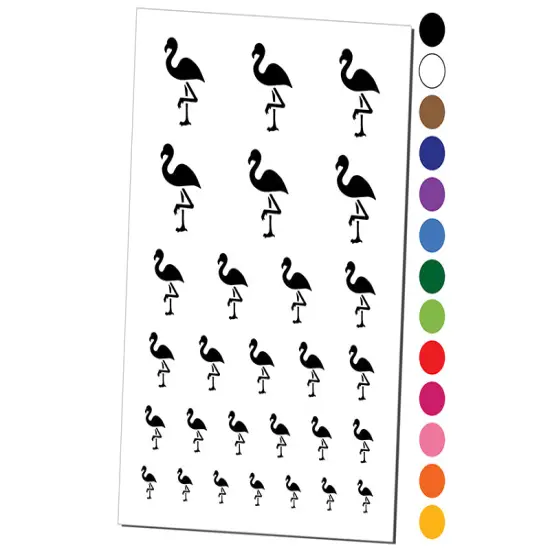 Standing Flamingo Temporary Tattoo Water Resistant Fake Body Art Set Collection White {1}