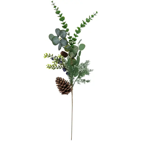 Northlight 32" Eucalyptus, Pinecones and Blueberries Artificial Pine Christmas Spray Green {1}