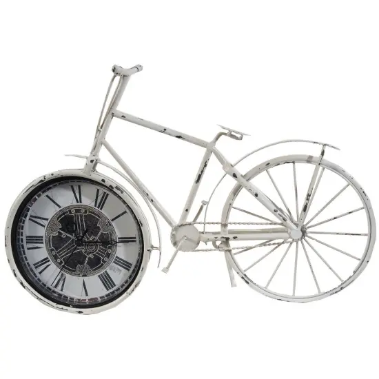 A & B Home 19.25" Ivory and Black Rustic Bicycle Sculpture Roman Numeral Desk Clock {1}