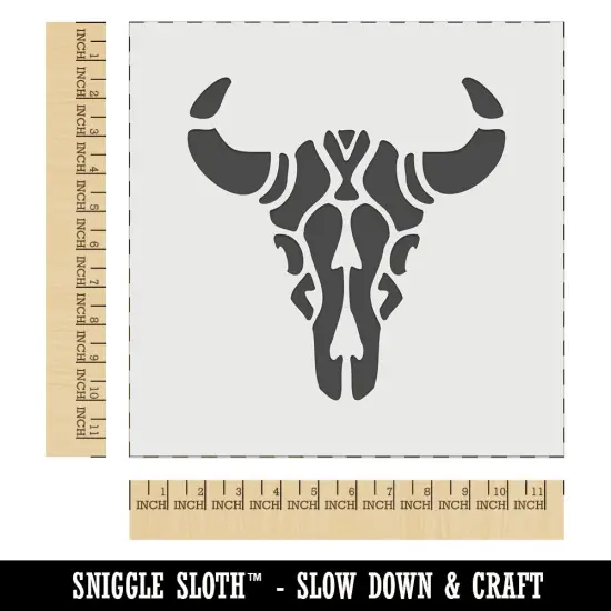 Southwestern Style Tribal Bull Cow Skull Wall Cookie DIY Craft Reusable Stencil {1}