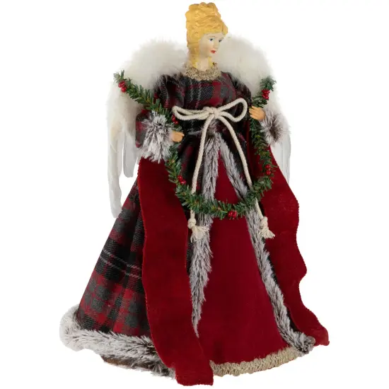 Northlight 16" Red and Plaid Angel Christmas Tree Topper, Unlit {5}