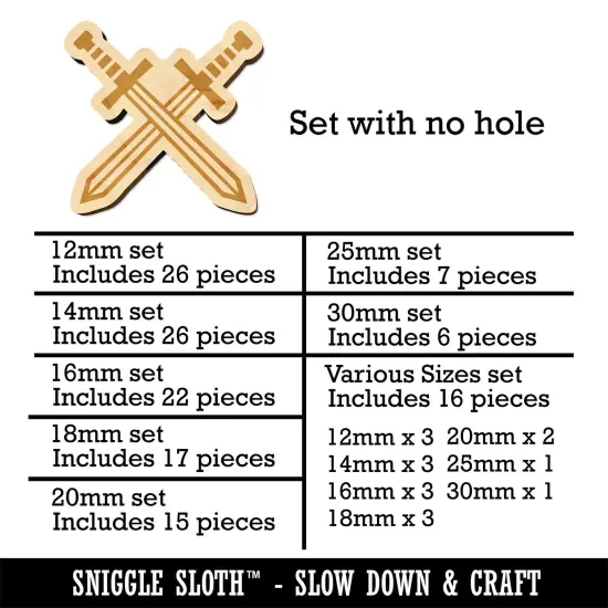 Crossed Swords Battle Icon Mini Wood Shape Charms Jewelry DIY Craft {1}